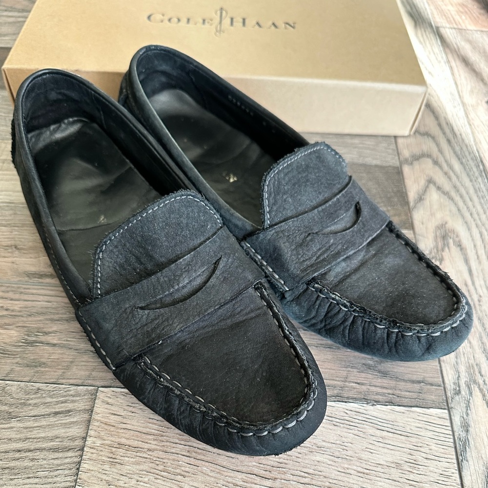 Cole Haan Black Nubuck Leather Air Sadie Driver, driving loafer, size 8‎